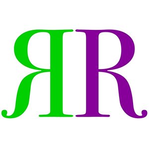 Two mirrored R's with the company colors